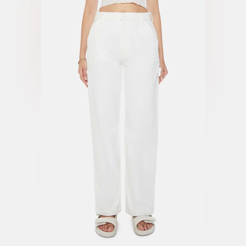 MOTHER White Wide Leg Carpenter Jeans